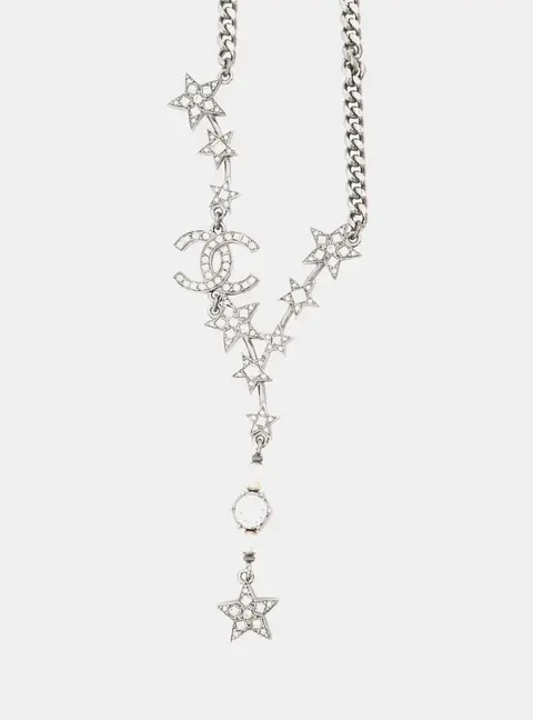 Chanel Star Motif Necklace Silver Gold Plated