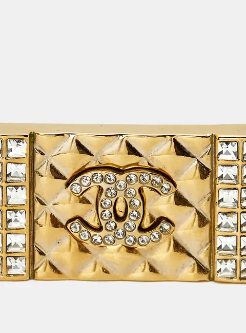 Chanel CC Crystals Gold Tone Brooch