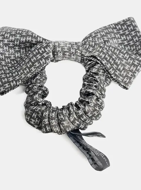 Chanel Grey Silk, Viscose Hair Scrunchie