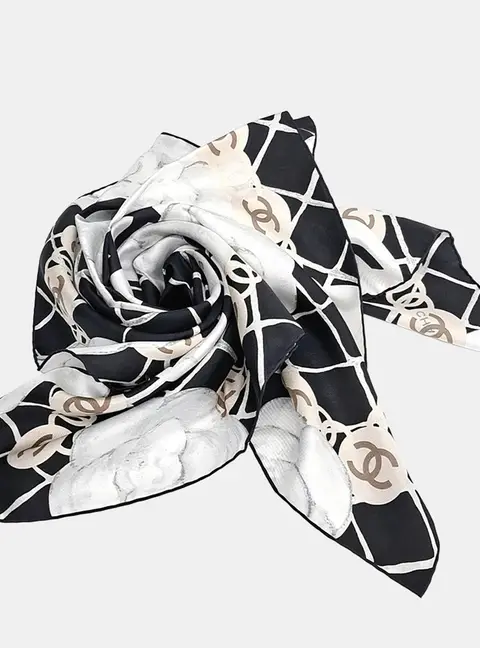 Chanel silk black scarf