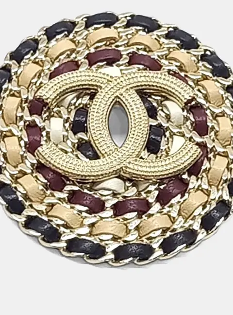 Chanel Gold Chain CC Logo Brooch