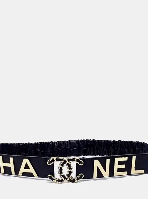 Chanel Leather logo banding belt