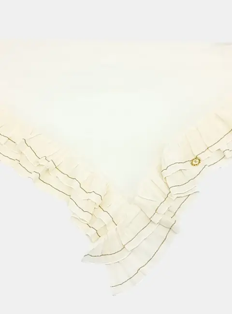 Chanel Cream Ruffled Triangle Scarf