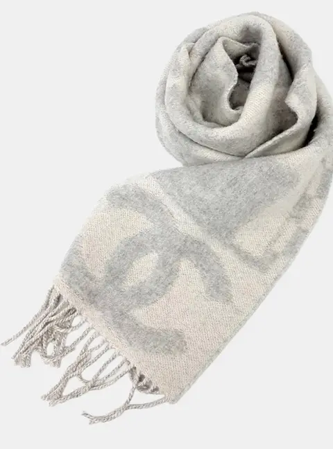 Chanel Grey Cashmere silk scarf