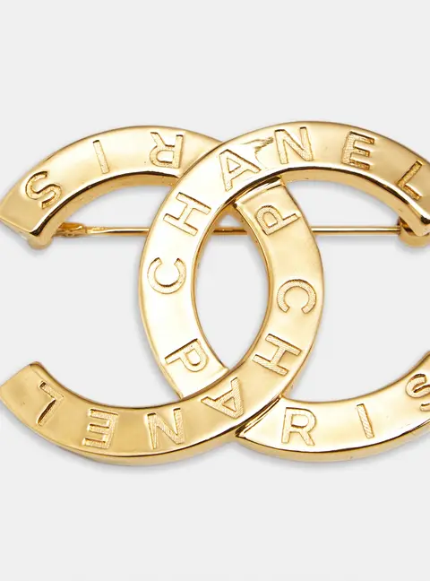 Chanel CC Gold Tone Brooch