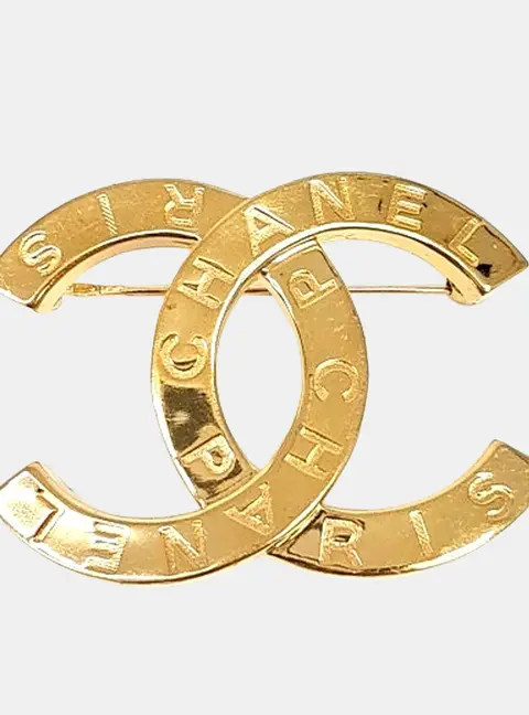 Chanel Gold Logo Embellished Brooch