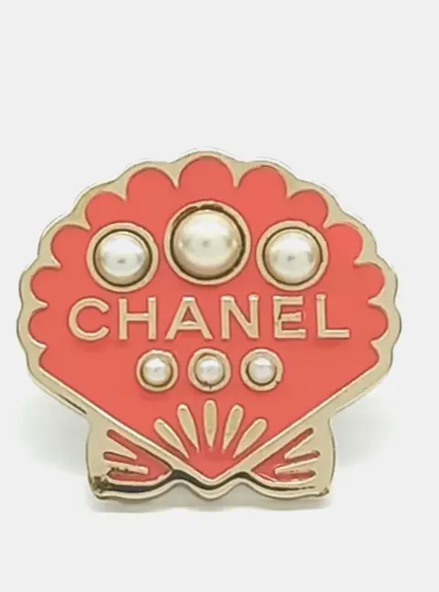 Chanel Gold/Red Brooch