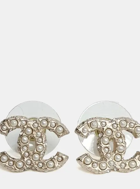 Chanel metal logo earrings