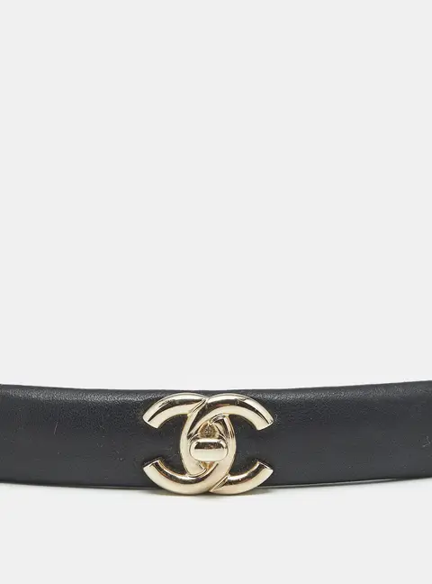 Chanel CC Leather Gold Tone Clip