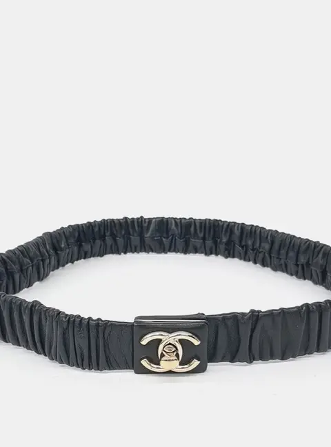 Chanel Black Leather Banding Belt
