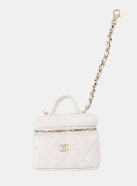 Chanel Classic Mini Bag Bag Charm White Caviar Leather