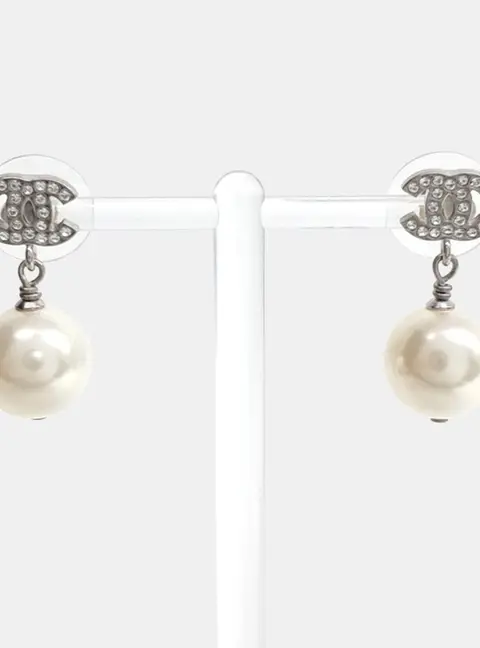 Chanel Pearl Logo Earrings
