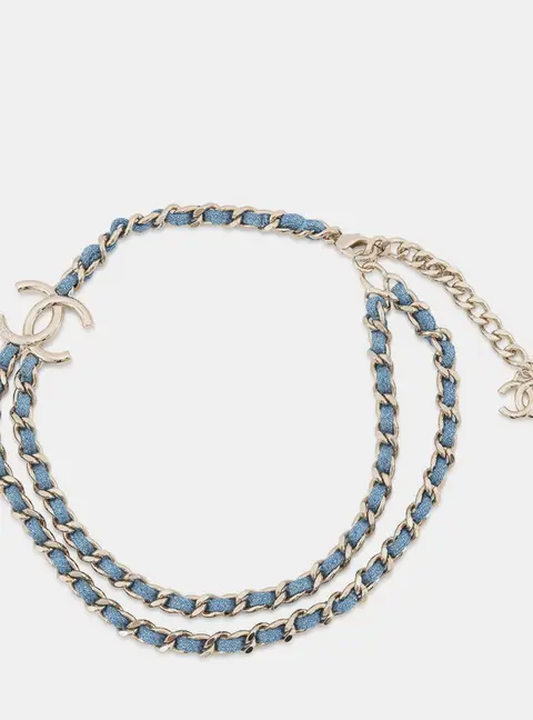 Chanel Denim Chainnecklace Blue Metal Denim