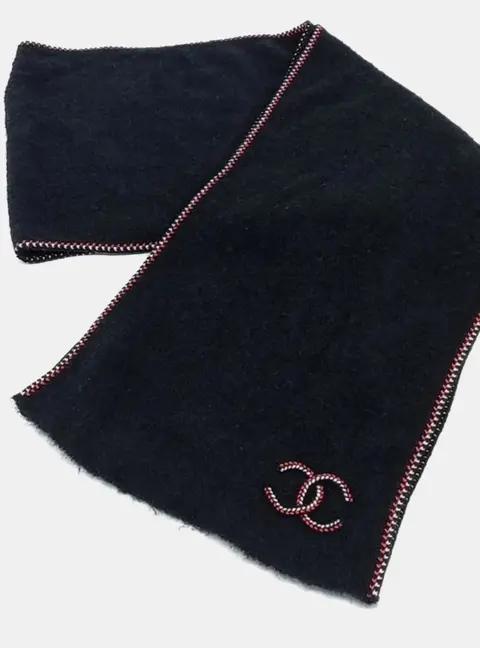Chanel Black Cashmere Silk Scarf