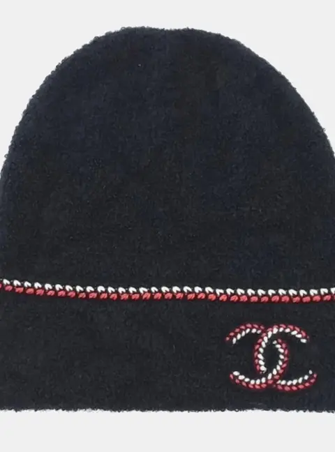 Chanel Black Cashmere Elastane Nylon Silk Beanie