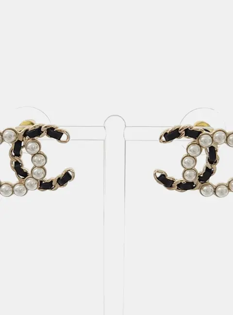 Chanel Metal logo earrings