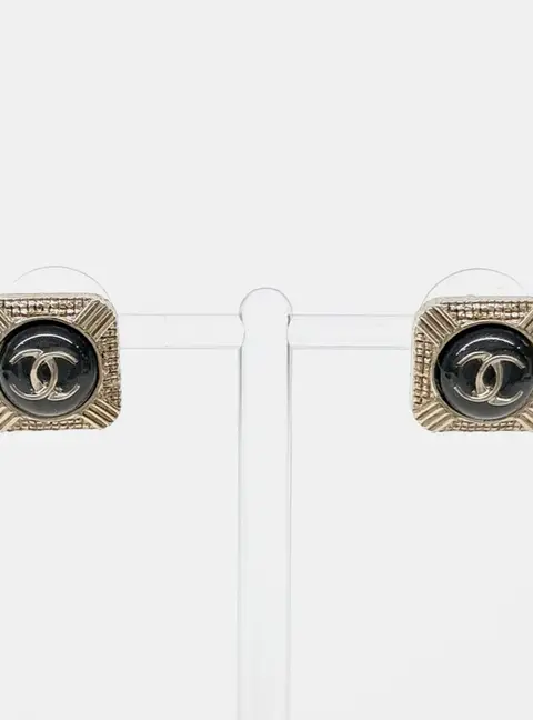 Chanel CC Black/Gold Earrings