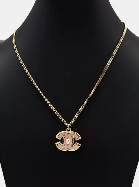 Chanel Metal logo necklace