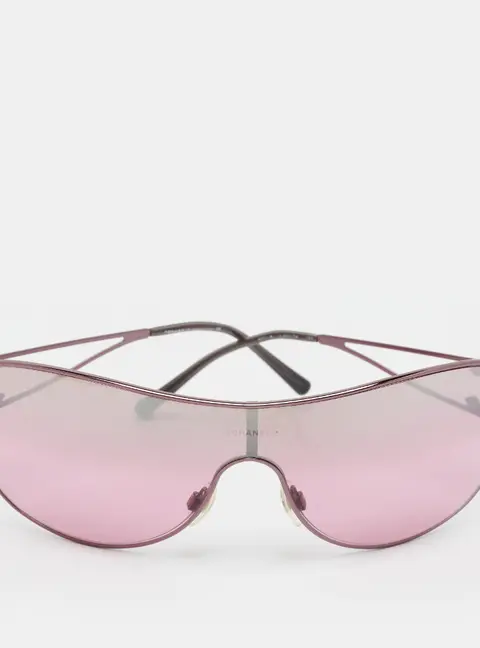 Chanel Purple 4071 B CC Crystal Embellished Shield Sunglasses