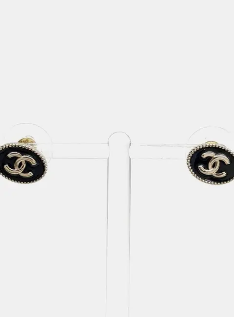 Chanel Small Round CC Button Earrings