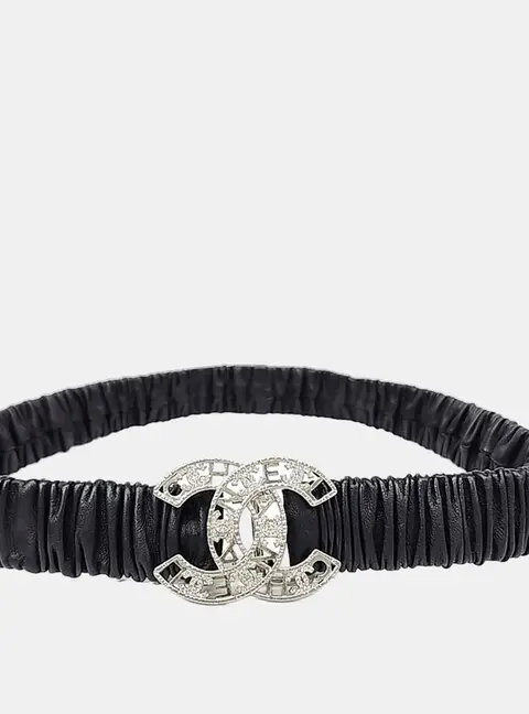 Chanel CC Black Leather Banding Belt