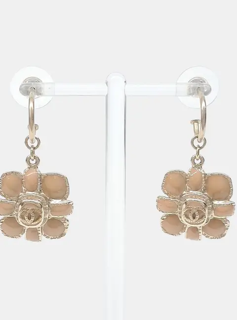 Chanel CC Camellia Drop Earrings