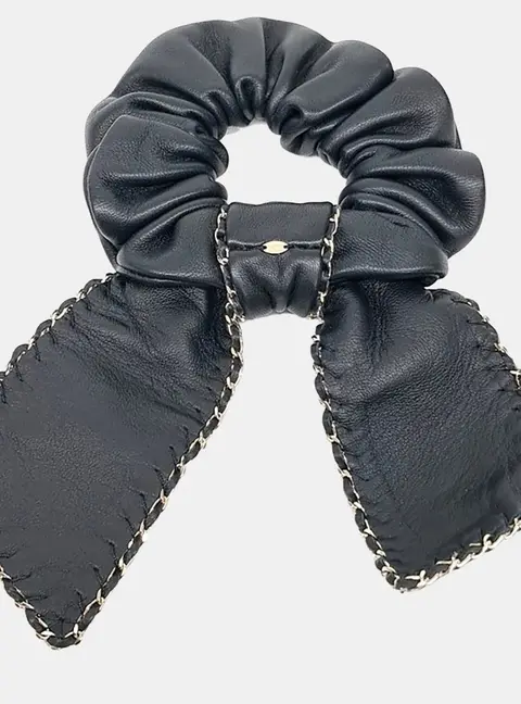 Chanel CC Black Leather Hairband