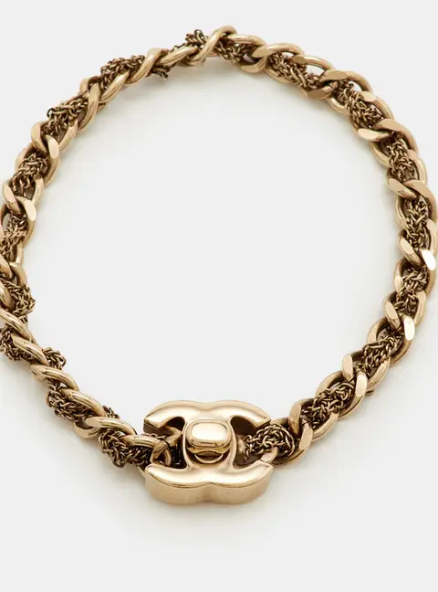 Chanel CC Turn Lock Gold Tone Bracelet L