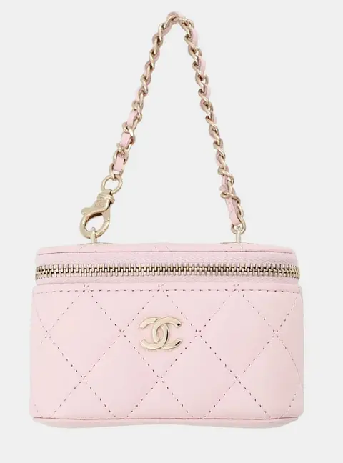 Chanel Classic Mini Bag Bag Charm Pink Caviar Leather