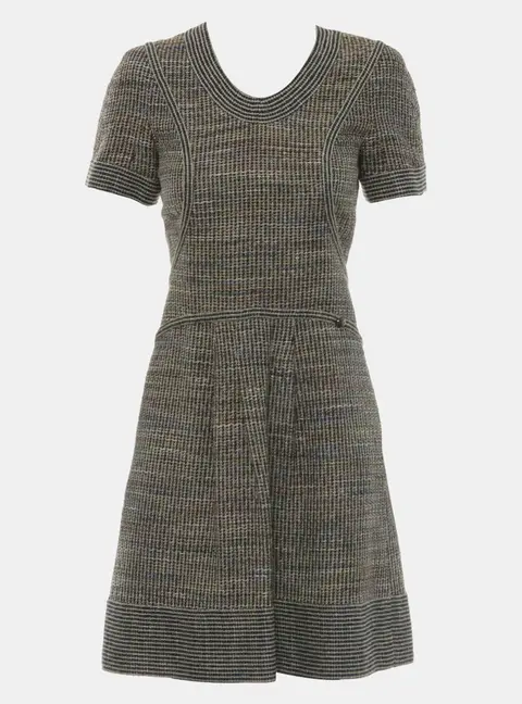 Chanel 2015 Multicolor Tweed Short-Sleeve Day Dress Size S