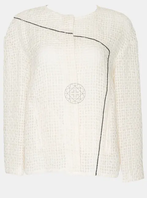 Chanel Cream Monochrome Mesh Large Women's Jacket