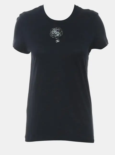 Chanel Embellished Medium Dark Blue Cotton Tops Clothing