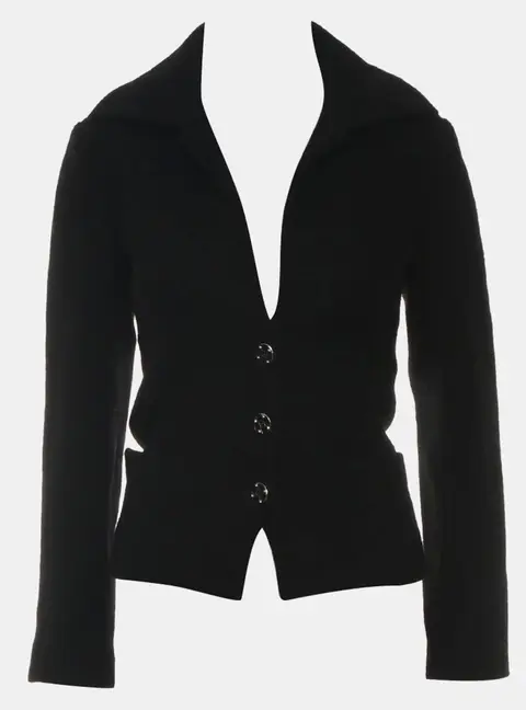 Chanel 22A/W Three -Buttons FR 34 Black Wool Women's Blazer