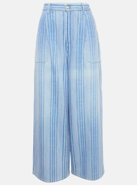 Chanel Purple/Multicolor Stripe Cotton Wide-Leg Pants M