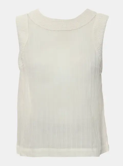 Chanel White Sleeveless Top M