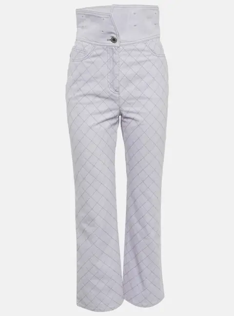 Chanel Light Purple Diamond Embroidered Jeans S Waist 28"