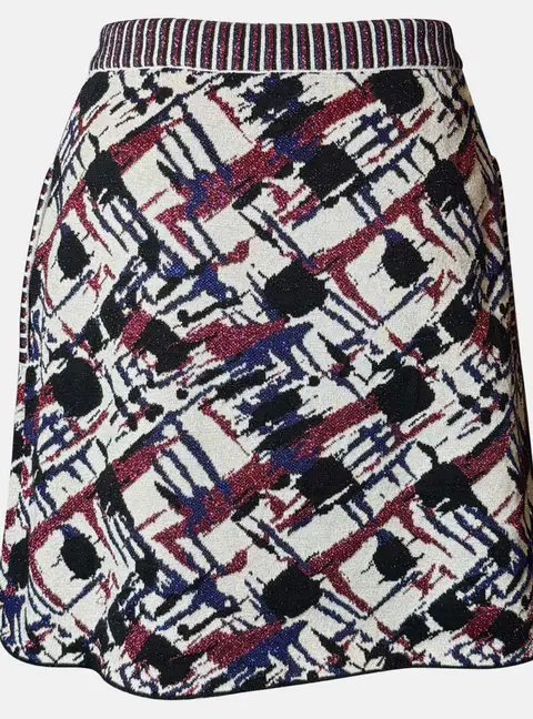Chanel Multicolor Metallic Print Mini Skirt Size S Women's Skirt