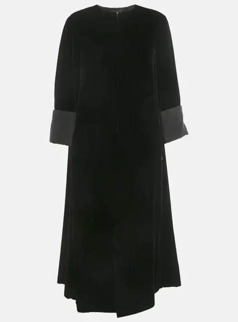 Chanel Black Velvet Long Cape Coat M