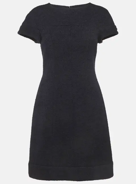 Chanel Navy Blue Tweed Mini Dress M