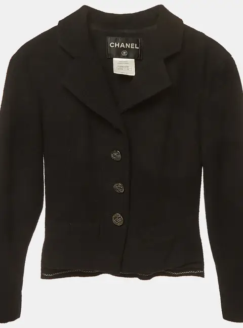 Chanel Black Tweed Button Detail Jacket S