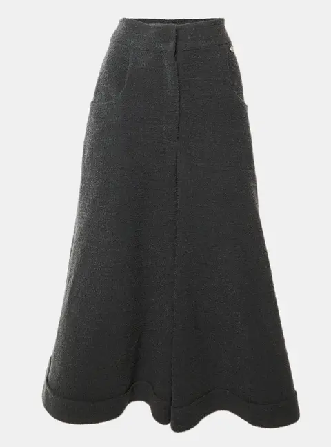 Chanel Grey Wool Wide Leg Culottes M