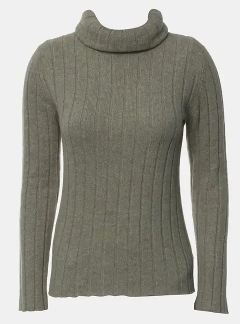 Chanel Brown Cashmere Turtleneck Sweater FR 38
