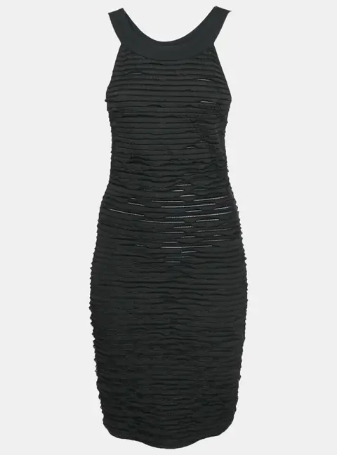 Chanel Black Pleated Jersey Bodycon Dress S