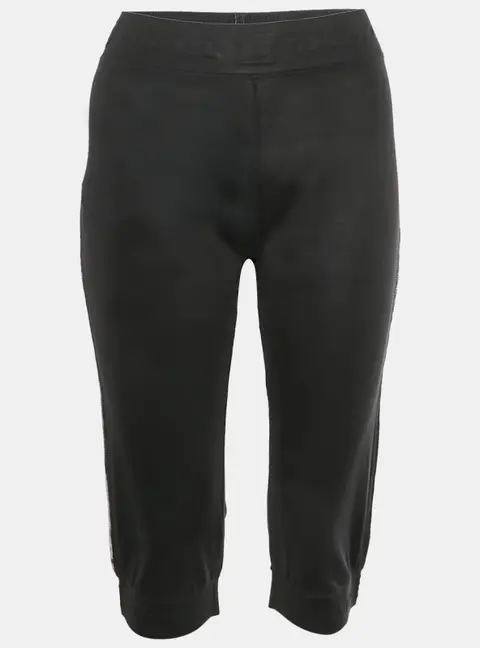 Chanel Black Embossed Logo Waistband Jersey Capri M
