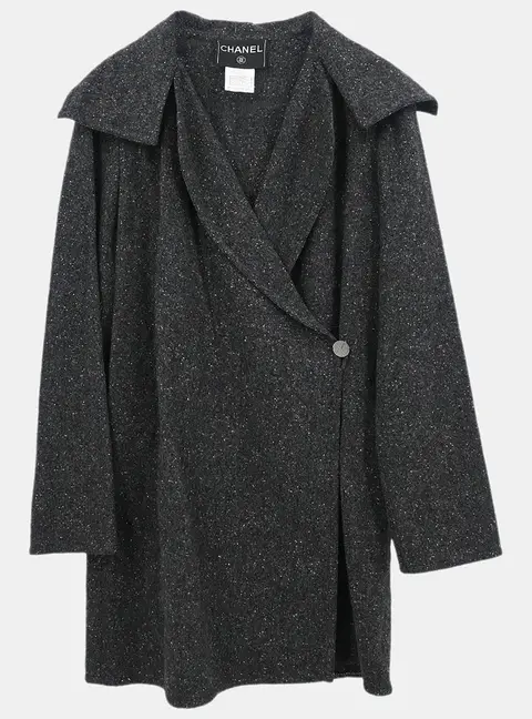 Chanel Double Breasted Jacket Gray 99A #34