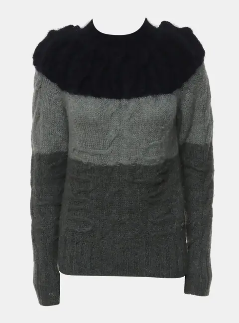 Chanel Grey/Navy Alpaca Knitted Sweater FR 36