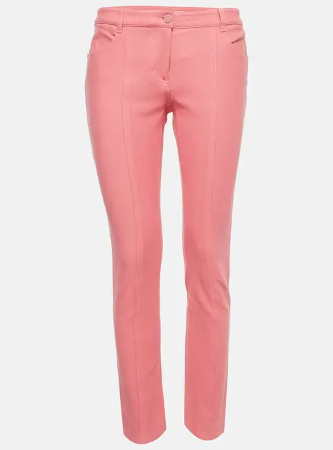 Chanel Pink Cotton Knit Regular Fit Trousers M