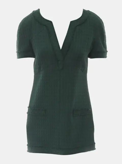 Chanel V-Neck Short Sleeve Tunic Mini Dress
