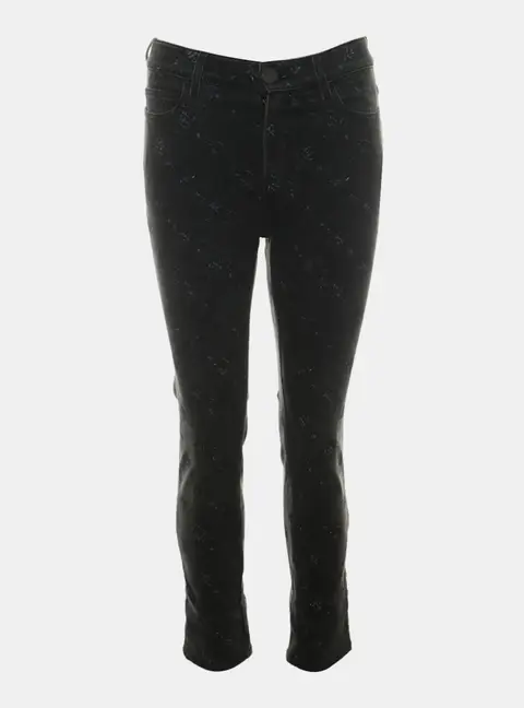 Chanel Cotton Dark Grey Printed Jeans FR 38