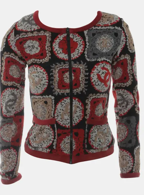 Chanel Sport Line CC Printed Zip Cardigan